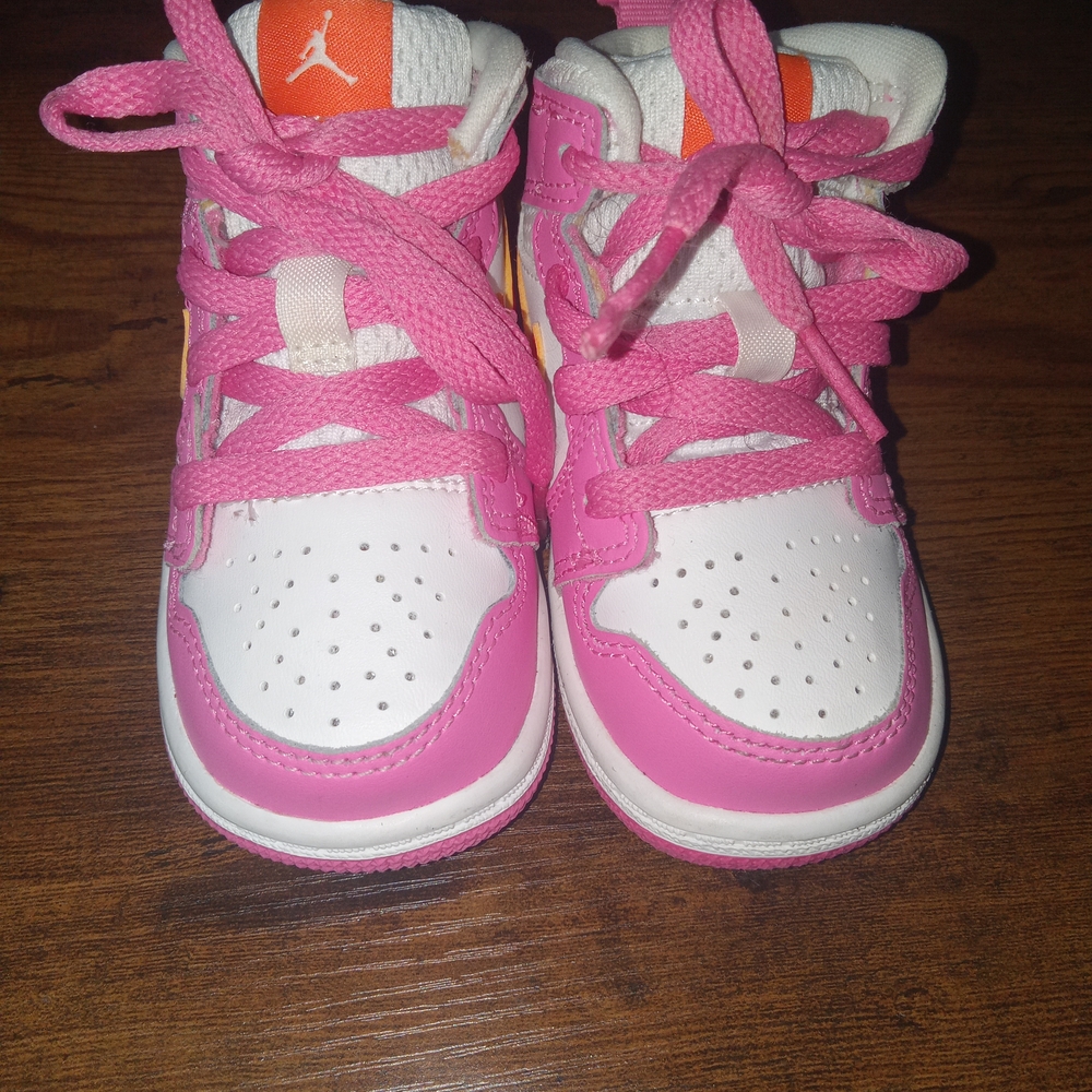 Nike Pink and White High-Top Sneakers